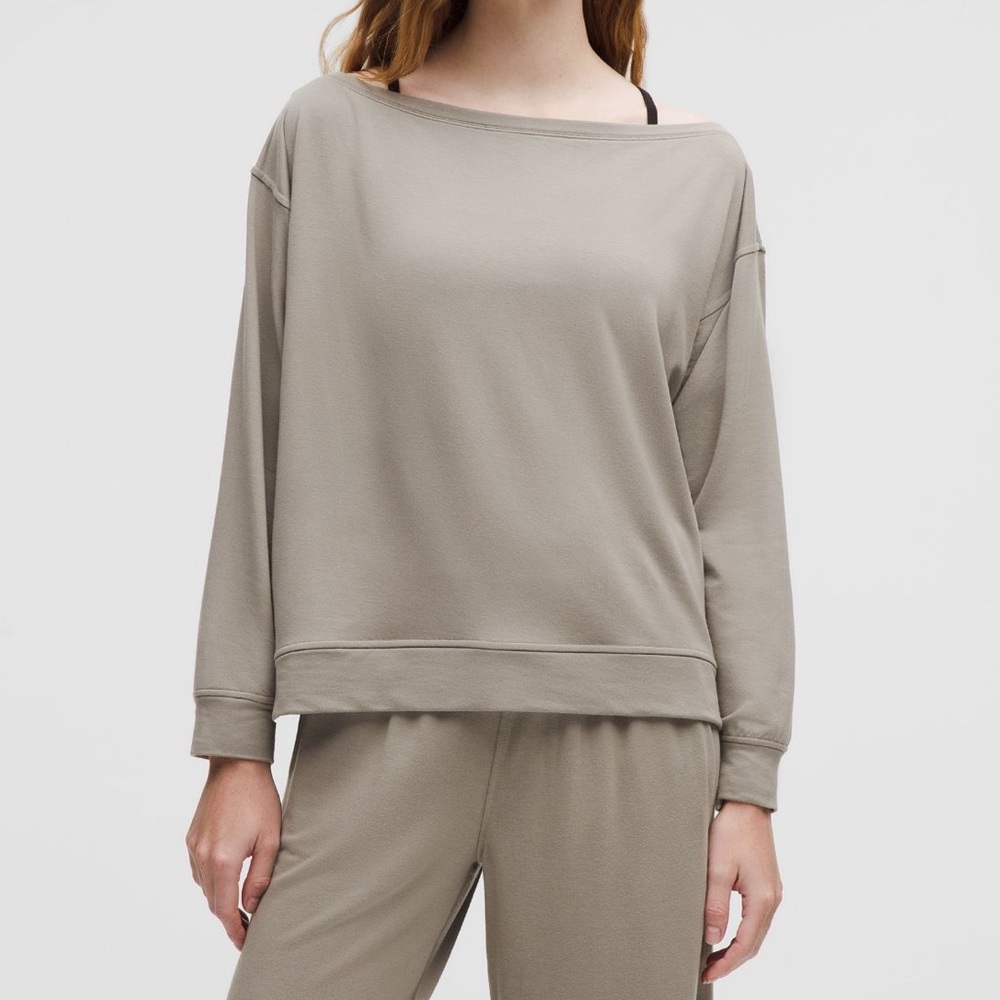 Lululemon Be Calm oversized boat neck long-sleeve shirt, size S. NWT